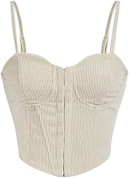 Amazon.com: Floerns Women's Solid Corduroy Zip Front Bustier